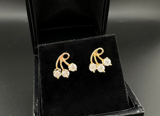 Cherry Diamond 18k Gold Earrings