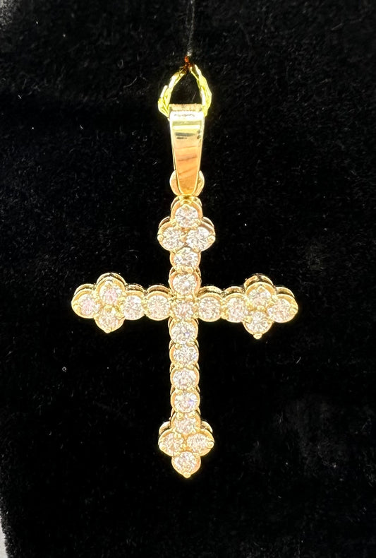 14K Gold Diamond Elegant Cross Pendant